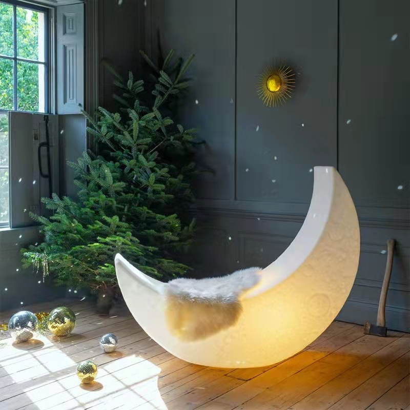 Juhlat LED Luminous Swing -tuoli ulkona/indoor Plastic Moon Lamp Luminous LED Moon Rocking TULI