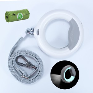 Tangle Free Heavy Duty Reflective LED-koiran hihnan sisäänrakennettu kakkupussi-osasto Kävelyhihnassa 360 kädet Ilmainen liukumisen vastainen kahva pienille keskipitkille&suurille koirille