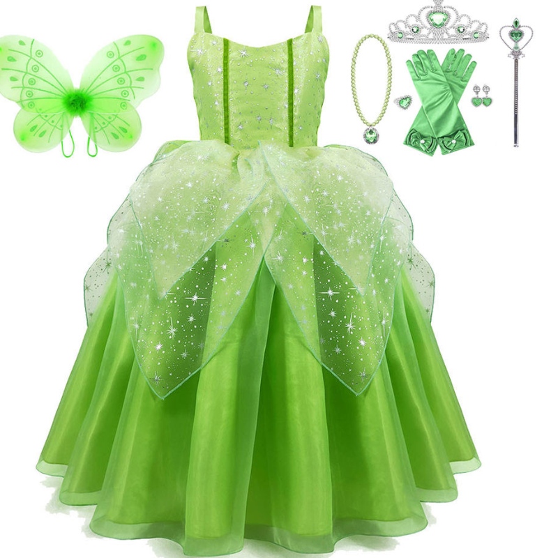 Tyttö kukka keiju tinker bell pukeutuvat lasten prinsessa tyttö cosplay siipien halloween -pukujuhlakkoon