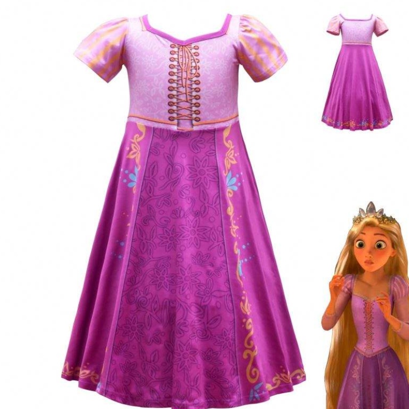 Uusi tyyli Rapunzel Girls Long Dress cosplay -puku jääprinsessa sarjakuvahame juhliin 3753