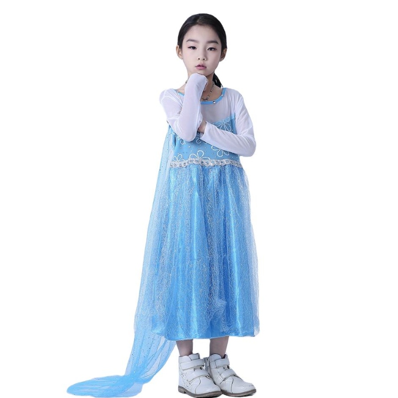 Elsa Queen Dress Girls Pitkähihainen mesh Cloak Irroble Elsa Princess -mekko