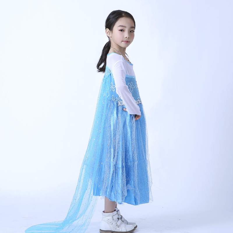 Elsa Queen Dress Girls Pitkähihainen mesh Cloak Irroble Elsa Princess -mekko