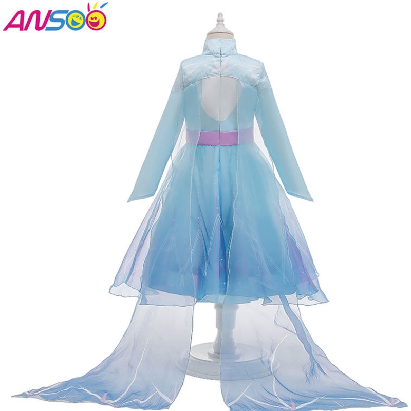 Ansoo Uusimmat lapset kuuluisuudet vaatteet Prinsessa Elsa Wear -mekko Halloween -puvut tytöille