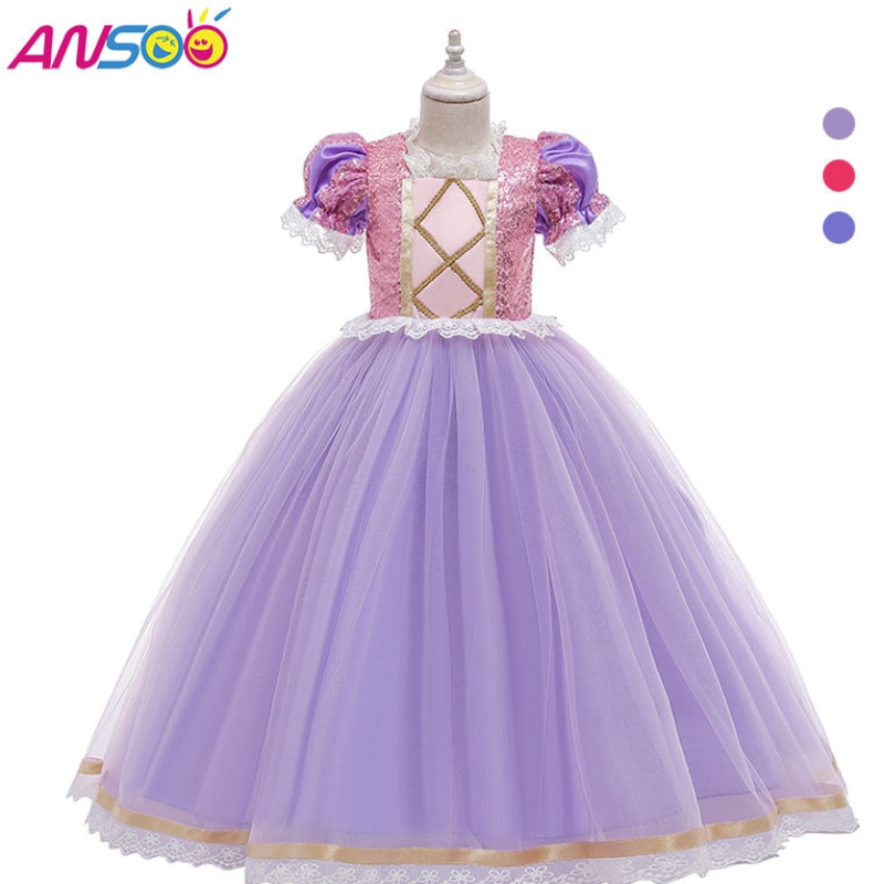 Ansoo Kids Syntymäpäiväjuhlimekot Halloween Easter Carnival Cosplay -prinsessa Sofia Rapunzel pukeutuu tyttöjen puku