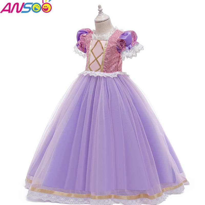 Ansoo Kids Syntymäpäiväjuhlimekot Halloween Easter Carnival Cosplay -prinsessa Sofia Rapunzel pukeutuu tyttöjen puku