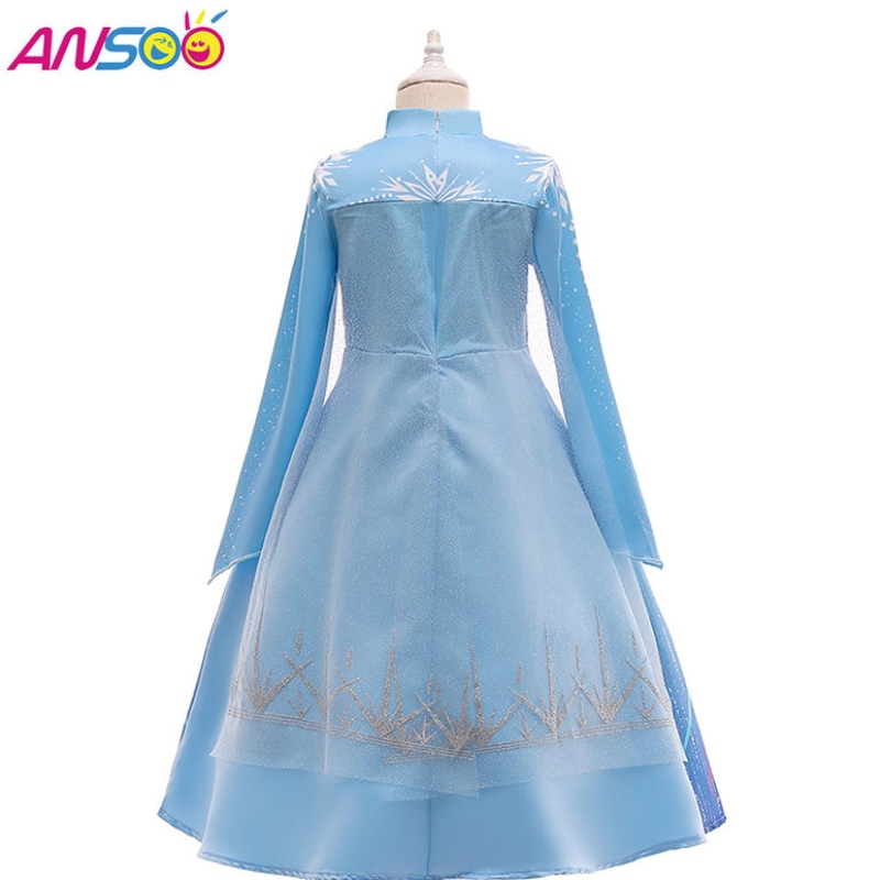 Ansoo Kids Elsa Princess -mekko Halloween Cosplay Fancy Party Dress Up Anna Elsa -puku tytöille