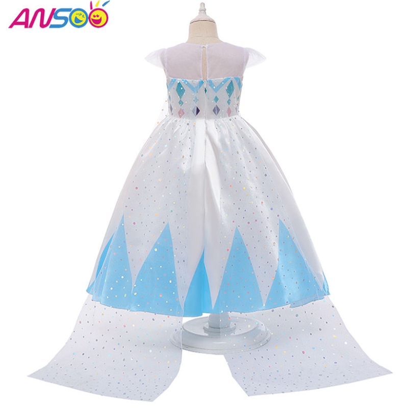 Ansoo uusi tukkumyynti Sarjakuva Elsa White Princess for Girls -mekot Halloween -pukut tytöille