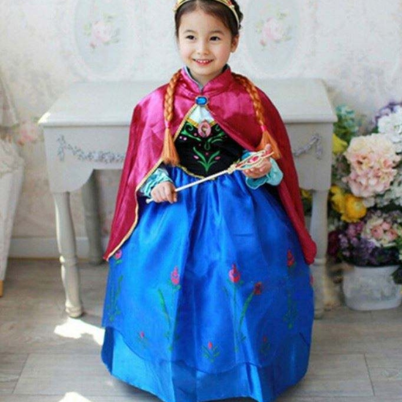 Baige New Kids Fancy Dress -pukut Elsa Anna Long Puffy Halloween -juhlakeskut cape bxdcpf