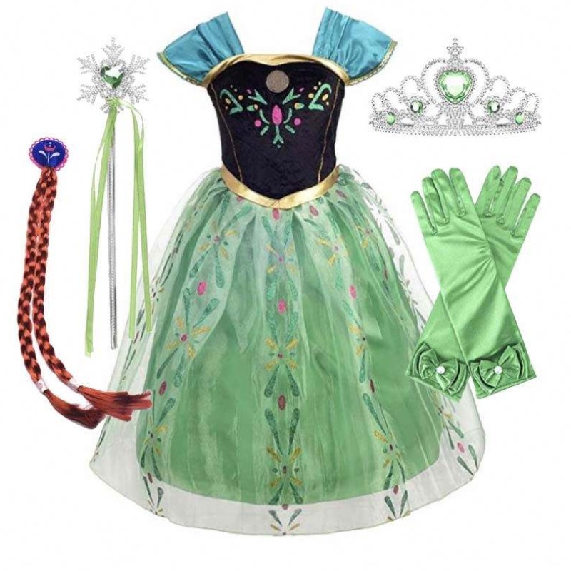Jääprinsessa Coronation Vihreä puku Taapero Little Girls Anna Green Princess -mekko HCGD-007