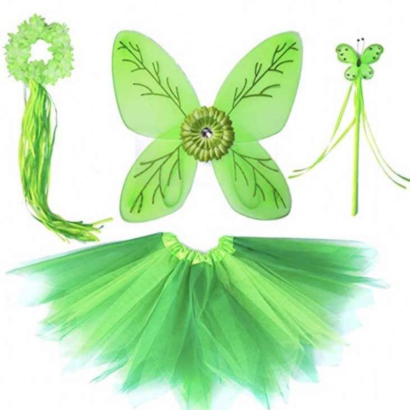 Toddler Kid Halloween Cosplay Syntymäpäiväasut Sarja Tanssiva Butterfly Green Fairy Wing Tinker Bell Dress 2-10T HCTB-001