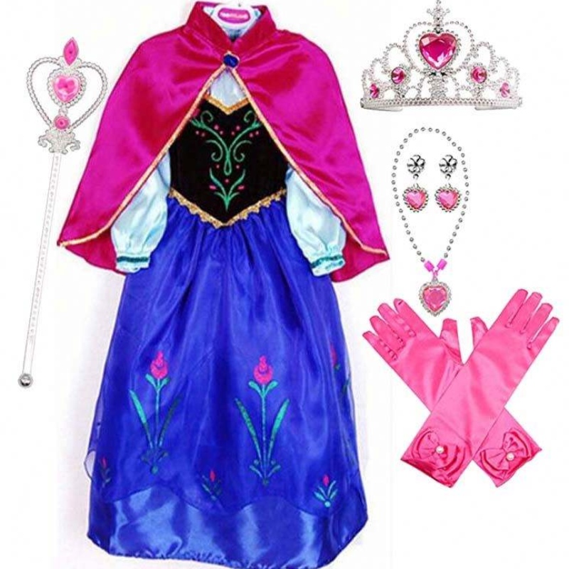 2022 Myynti-tuote Anna Snow Queen Print Birthday Princess Dress Princess -mekot Elsa Cosplay HCGD-004