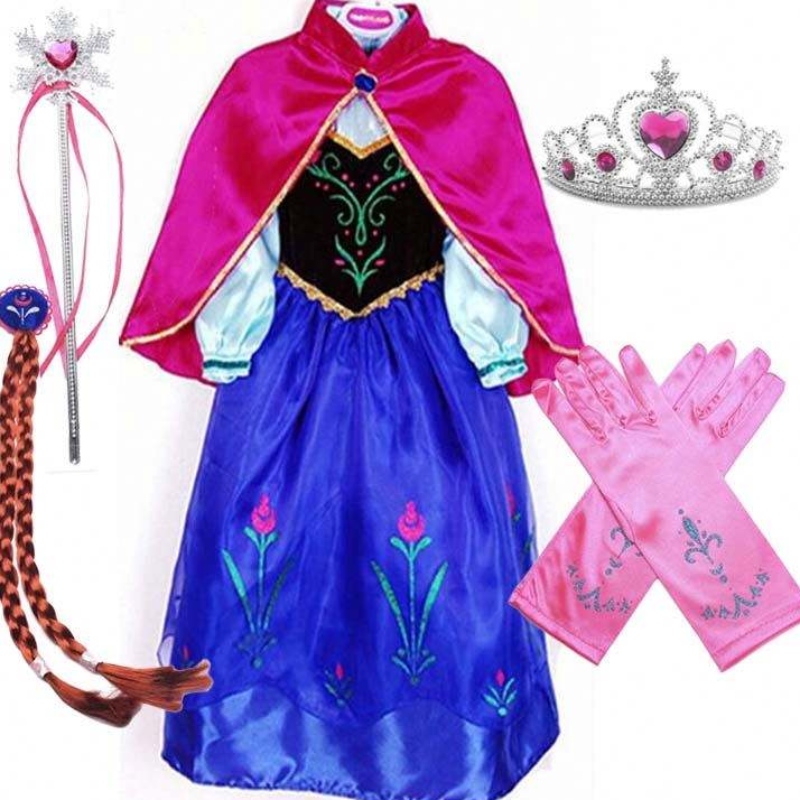 2022 Myynti-tuote Anna Snow Queen Print Birthday Princess Dress Princess -mekot Elsa Cosplay HCGD-004