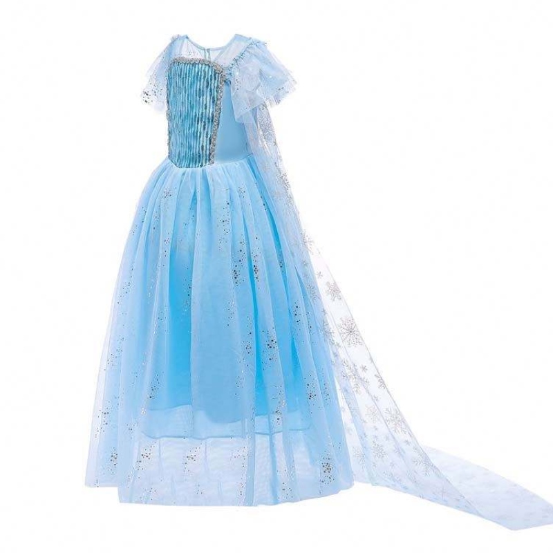 Huippulaatuinen pienet tytöt Halloween Party Blue Elsa Princess Dress HCGD-018