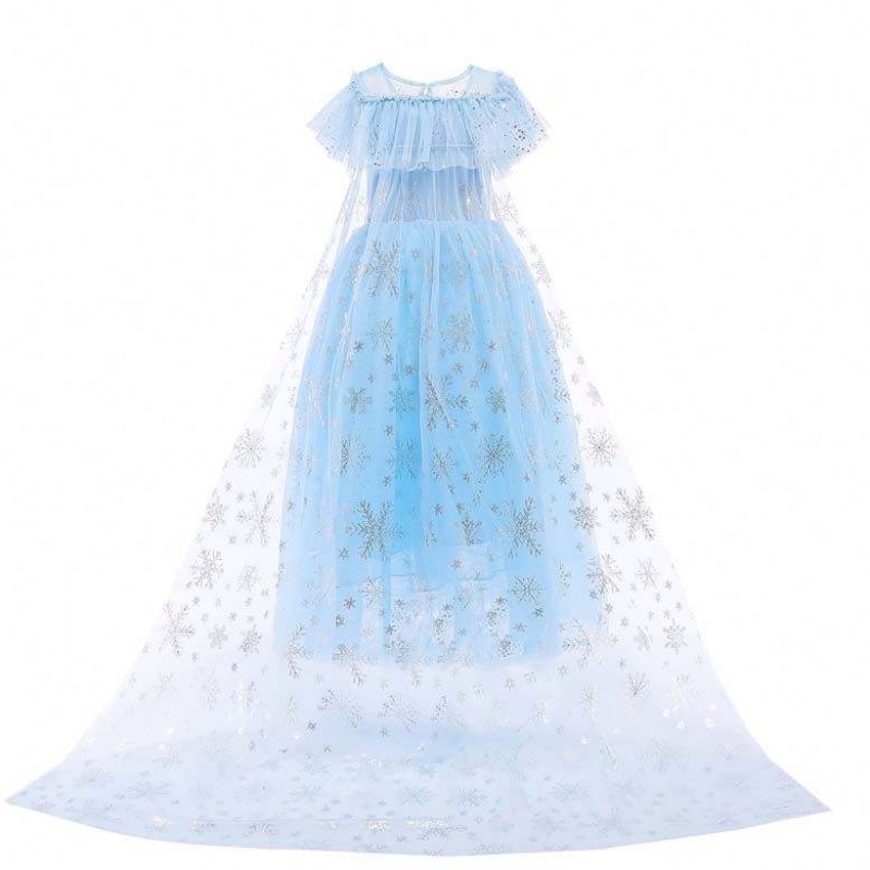 Huippulaatuinen pienet tytöt Halloween Party Blue Elsa Princess Dress HCGD-018