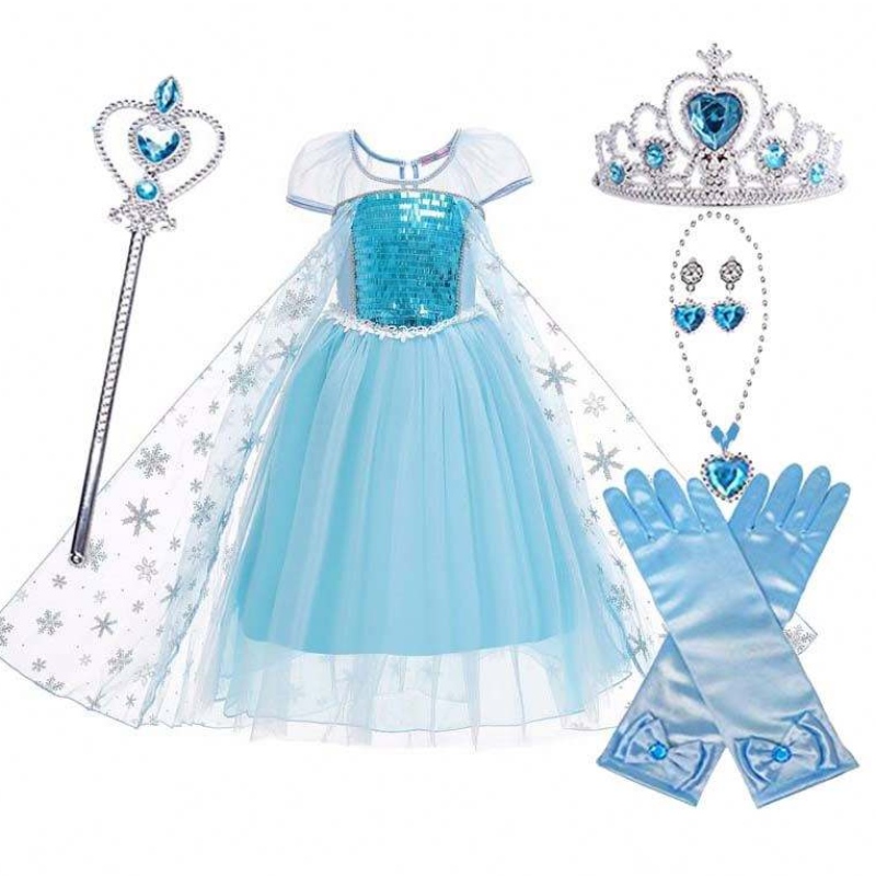 Prinsessa pukujen syntymäpäiväjuhlat pukeutuvat pieniin tyttöihin Elsa Beadings Princess Dress HCGD-044