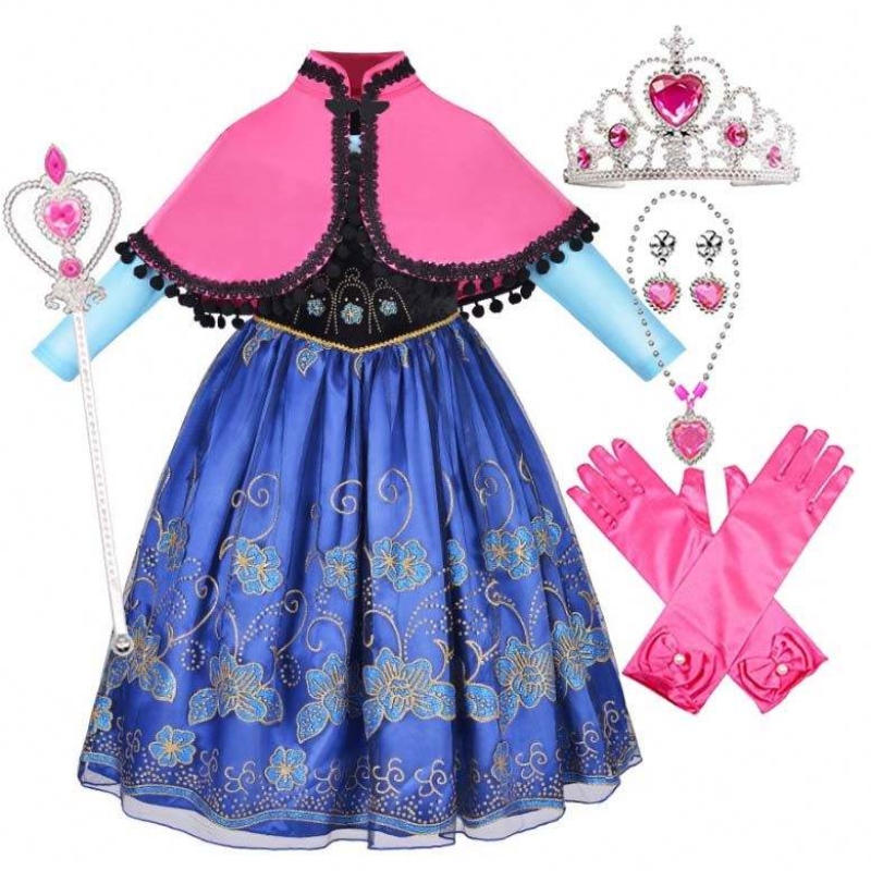 Stock Child Cosplay -vaatteet Fantastic Princess Anna -asuste asusteilla Cloak HCGD-014