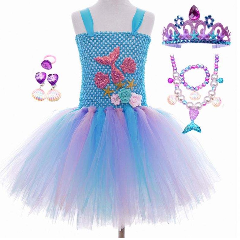 2022 BEST Sell Kids Halloween cosplay -pukuvaatteet Tutu Little Mermaid -puku HCMM-017