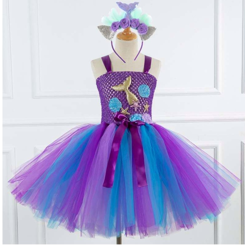 2022 BEST Sell Kids Halloween cosplay -pukuvaatteet Tutu Little Mermaid -puku HCMM-017