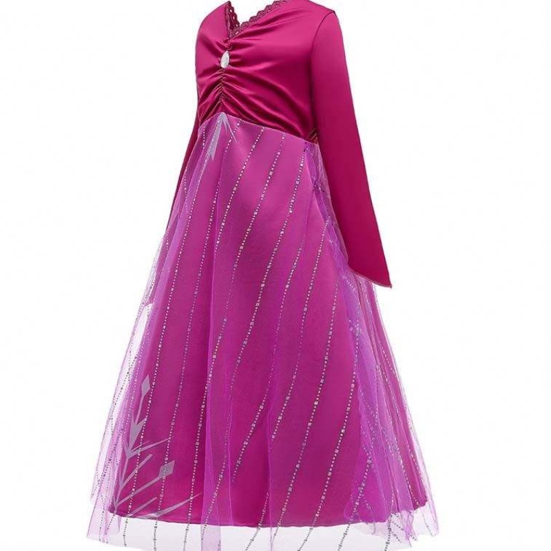 Anna Cosplay Party Vestidos Girl Clothing Red Elsa -pyrkimys Prinsessa Elsa -mekko 3-10 Y-HCGD-034