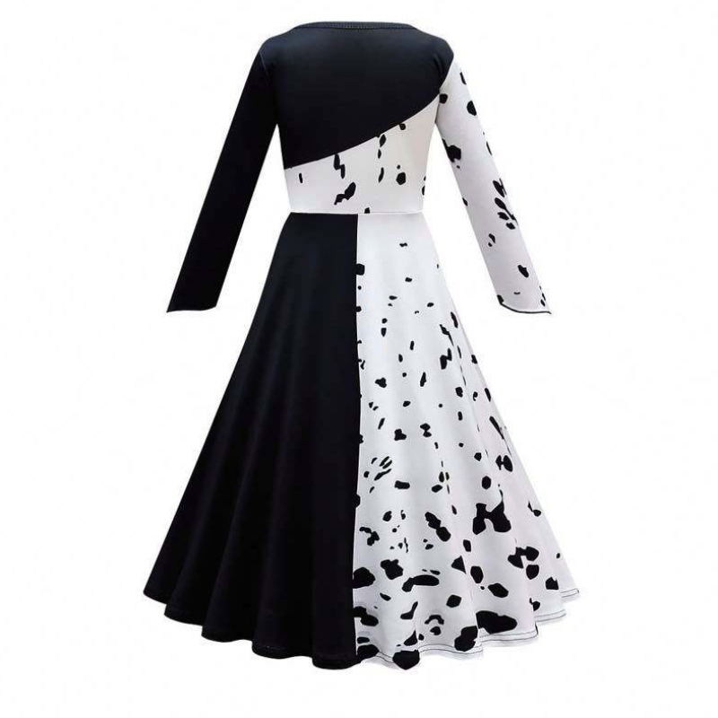 Halloween cosplay -puku tytöt Black White Rool Play Cruella -puku Full Set DGHC-141