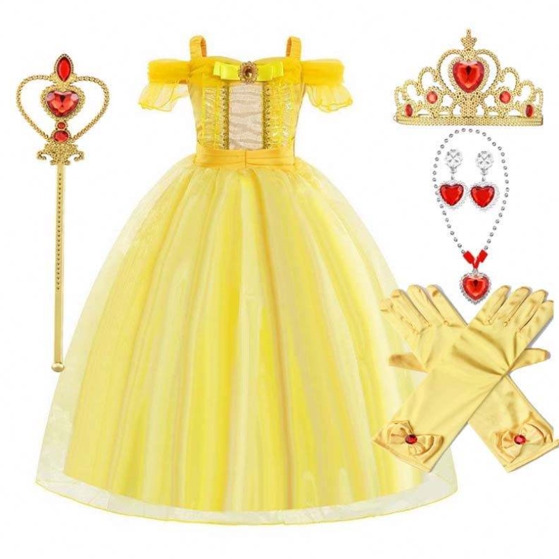 Halloween Syntymäpäiväjuhlat Cosplay-puku lapsille Prinsessa Belle Ballroom -puku HCBL-006