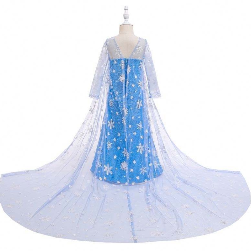 Lapset puku pieni tyttö sininen mekko lumi kuningatar kapilla prinsessa Elsa-mekko HCGD-047