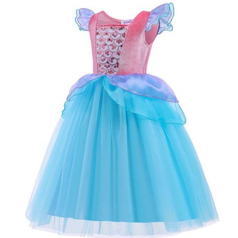 2022 Top Sales Halloween Child Prinsessa Sequins Ariel Blue Dress -puku HCMM-012