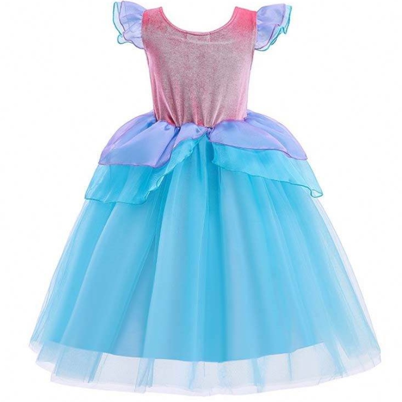 2022 Top Sales Halloween Child Prinsessa Sequins Ariel Blue Dress -puku HCMM-012