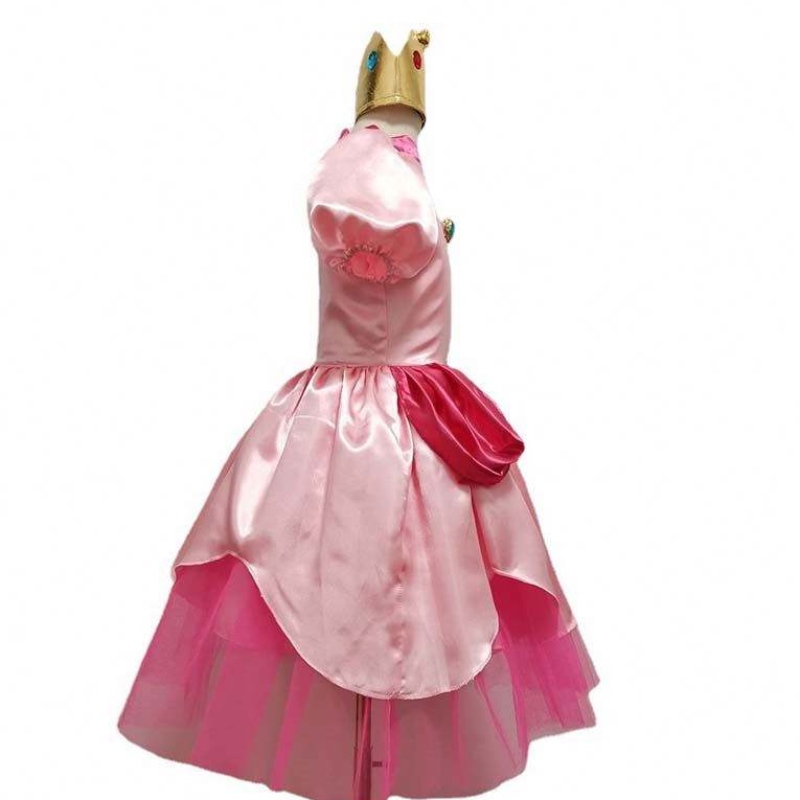 Carnival Cosplay Baby Girls Party Christmas Super Brother Cartoon Pink Princess Peach -puku Crown HCMU-006: lla