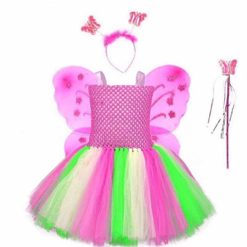 Joululasten syntymäpäiväjuhlat Gradient Mesh Tutu Butterfly Fairy -puku Kids HCMU-013