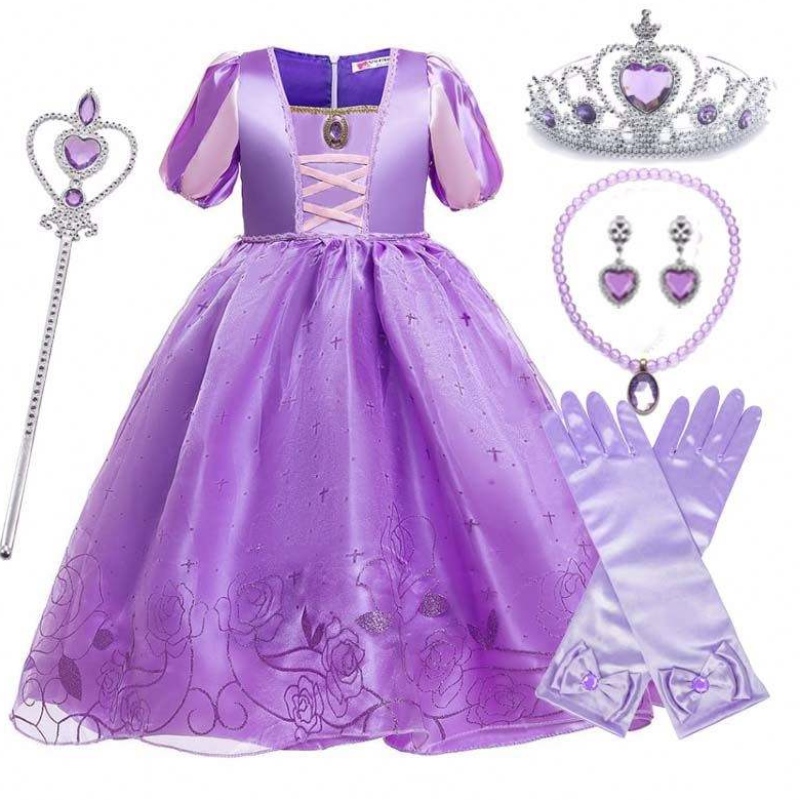 Halloween Christmas Carnival Puku Kid Princess Purple Tulle Rapunzel -mekko Lasten HCRS-017