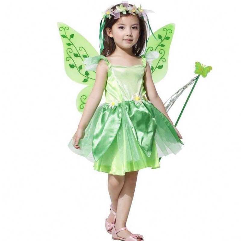 Tytöt Halloween Party Fairy Up Kids Green Fairy Dress -puku HCTB-008