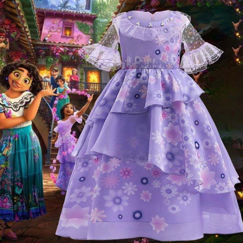 Anime Isabella Encanto Purple Dress Girls Princess Lapset Fancy mekko karnevaali cosplay Encanto Puku lasten vaatteet