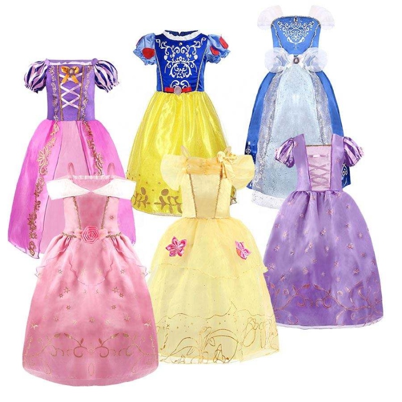 Halloween cosplay -puku lapset Belle Aurora Sofia Summer Fancy Syntymäpäivävaatteet Vauva tyttö fancy Rapunzel Princess -mekko