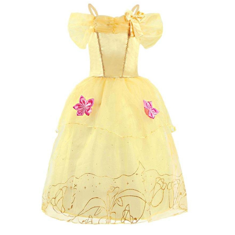 Halloween cosplay -puku lapset Belle Aurora Sofia Summer Fancy Syntymäpäivävaatteet Vauva tyttö fancy Rapunzel Princess -mekko