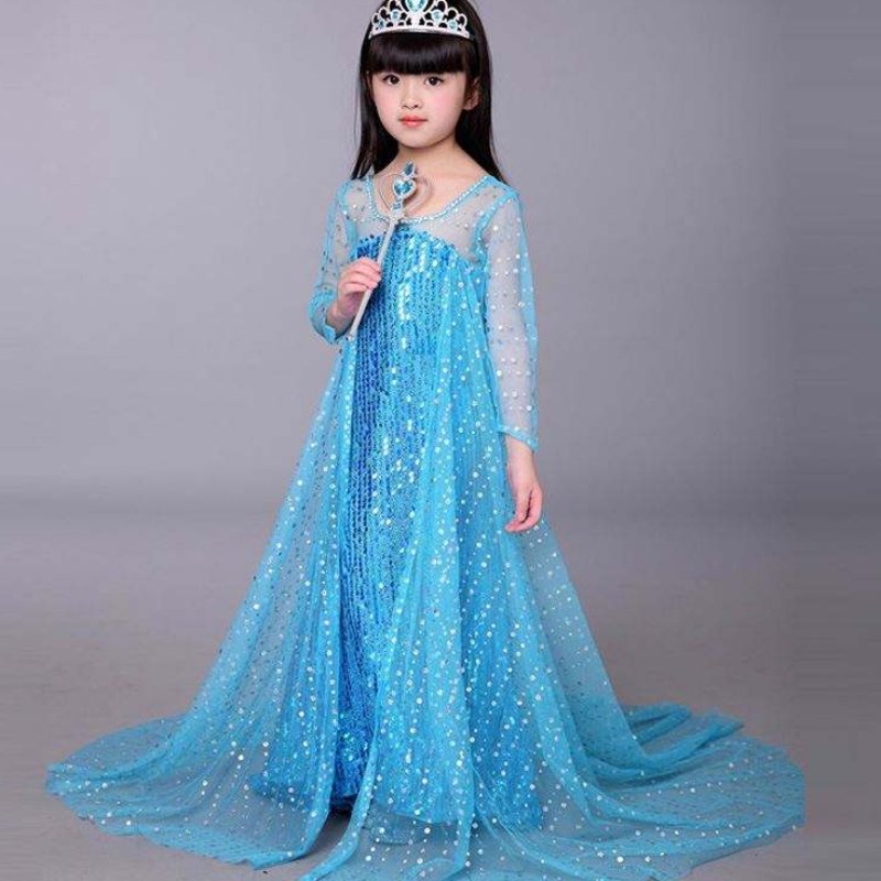 Baige Blue Elsa Sequined Girl Kids Halloween Cosplay -puku Elsa Ana Princess -mekko