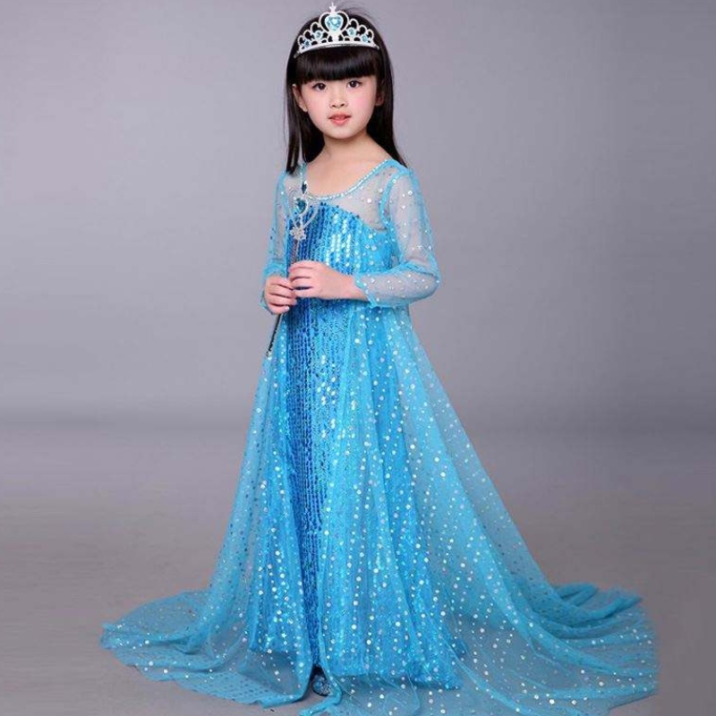 Baige Blue Elsa Sequined Girl Kids Halloween Cosplay -puku Elsa Ana Princess -mekko