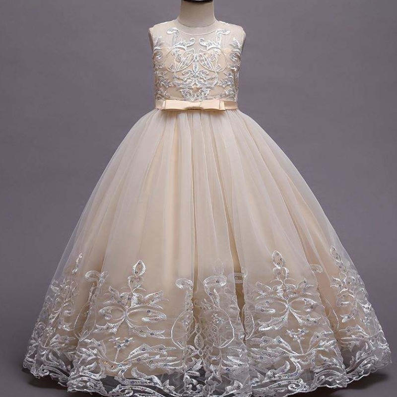 Baige Long Style Children Wedding Ball Gown Girls Frock Design Kids Party Wear Long Frock 9101