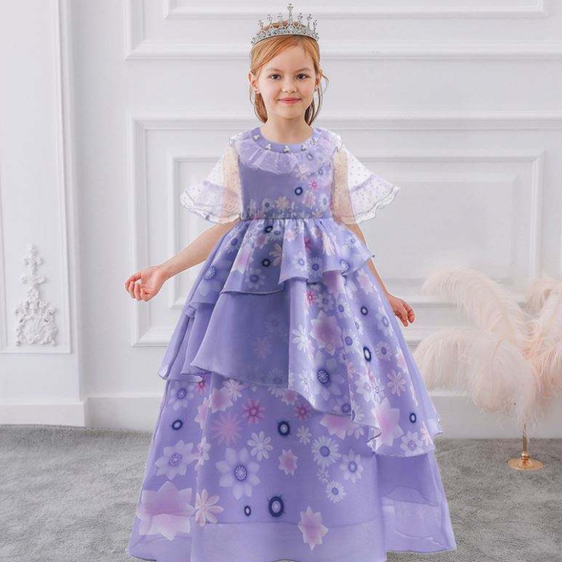 Baige Purple Isabella Mirabel Encanto Cosplay -puku mekko Girls Princess Dress MFMW001