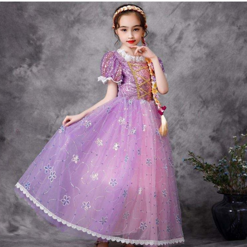 Baige European Style Princess Dress Halloween Party Wear Rapunzel -puku Fluffy Mesh Frock