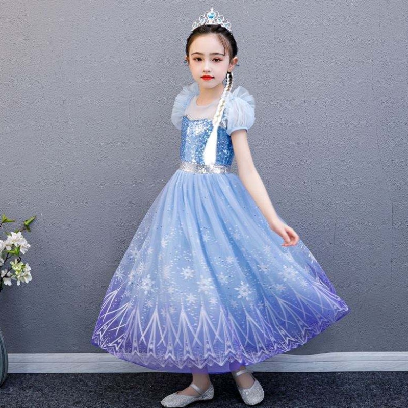 Baige korkealaatuinen Elsa 2 Princess Kids Party Cartoon Cosplay -puku tyttövauva mekko