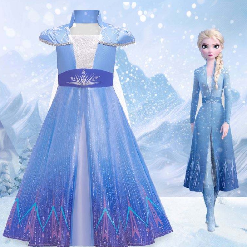 Uusi prinsessa Elsa Anne Cosplay Dresses Girls TV -elokuvien puvut Halloween -juhlavaatteet BX1709