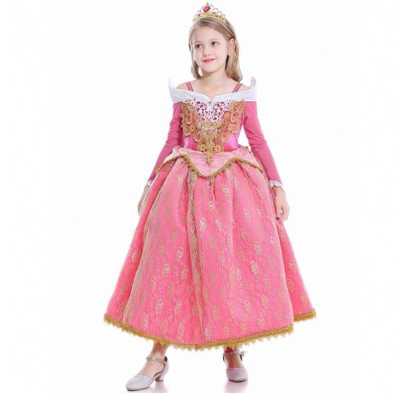 Baige 2021 Uudet tytöt cosplay elsa -mekot lapset frocks vaatteet Polyesterikuvio Anna prinsessajuhlakko mekko