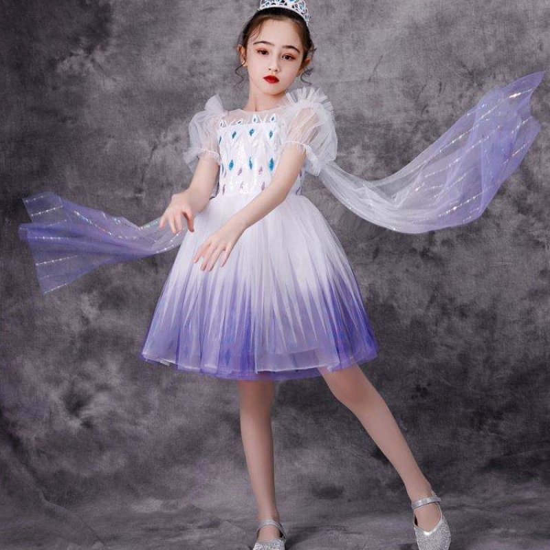 Uusi tyttö Elsa 2 Aisha White Dress Kids Princess Girls Halloween Prinsessa mekko tutu Summer Wedding Syntymäpäiväjuhlamekko