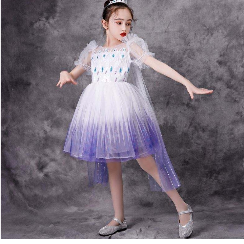Uusi tyttö Elsa 2 Aisha White Dress Kids Princess Girls Halloween Prinsessa mekko tutu Summer Wedding Syntymäpäiväjuhlamekko