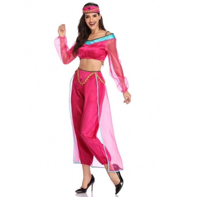 Tukkumyynti Seksikäsnaiset pitkähihainen arabia Intia Jasmine Princess -puku Halloween Fairy Kreikan jumalatar Lady Cosplay -puku
