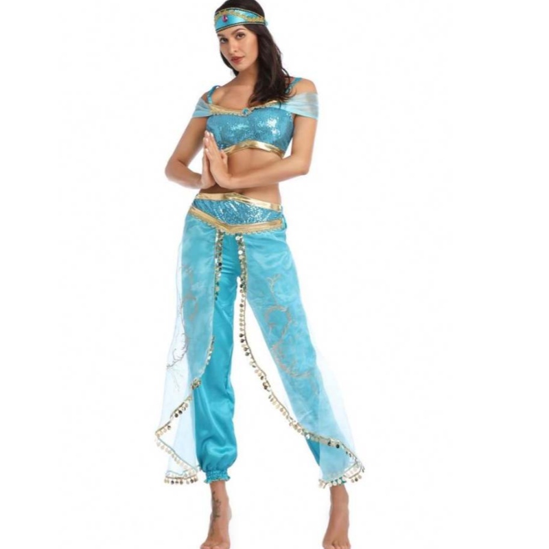 Tukkumyynti seksikäs jasmine aladdin housutnaiset puku prinsessa puku aikuinen arabialainen vatsatanssija puku prinsessa jasmine cosplay