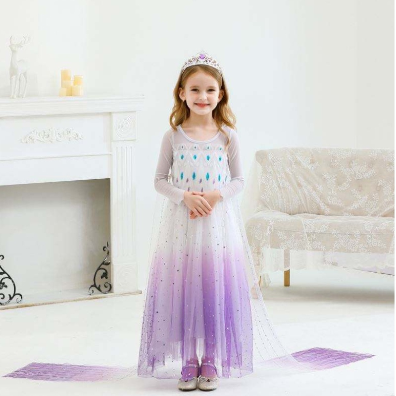 Uusi tyttöprinsessa Elsa -mekko Kids Summer -mekko tytöille Purple Elsa -mekko lapsille 2-10 vuotta