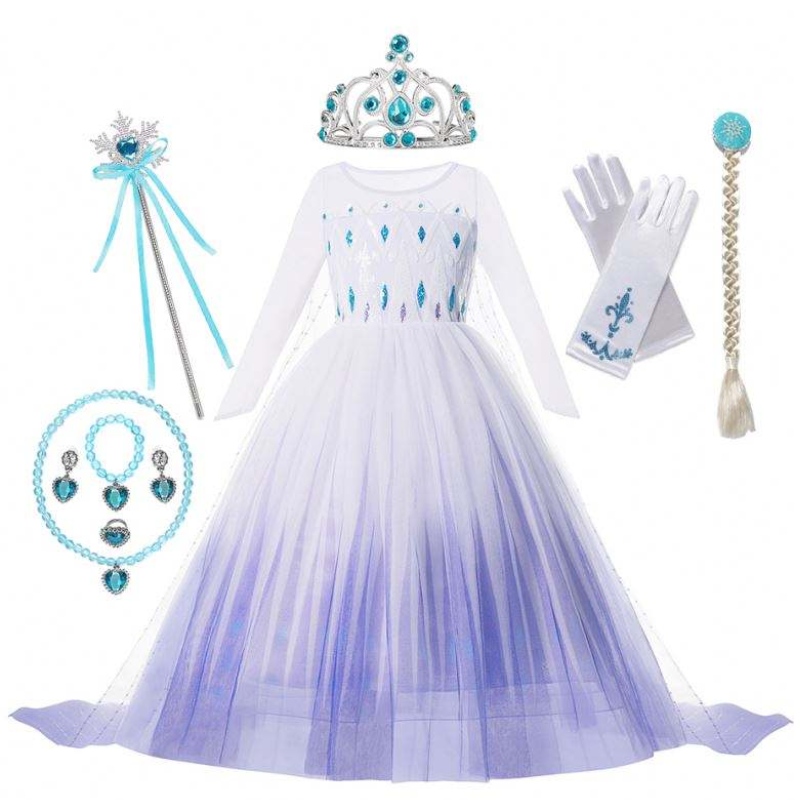 Anna Elsa -prinsessapuvut lapsille Halloween Christmas Party Cosplay Snow Queen Fancy Dresses Girls Snowflake Prom -puku