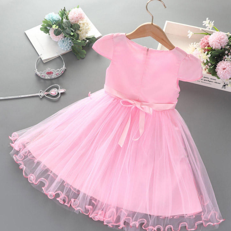 2-8y Girls -mekko Summer Uusi lyhythihainen prinsessa Elsa Mesh Tutu -hame Lasten syntymäpäiväjuhlat cosplay-mekko